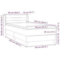Boxspring met matras fluweel donkergrijs 90x220 cm - thumbnail