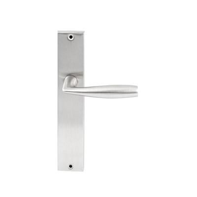 Hardbrass Deurkruk Naxos op rechthoekig langschild blind - RVS