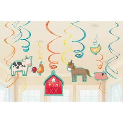 Amscan Spiraal hanger barnyard 61 cm set van 12 | 20 stuks