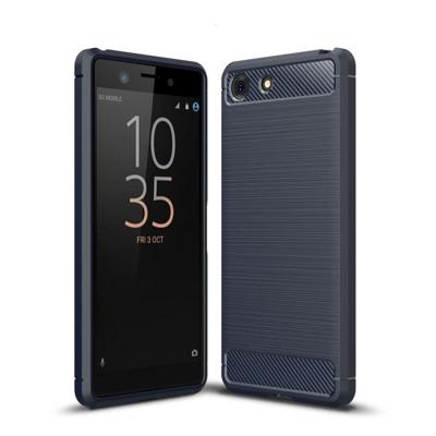 Geborsteld textuur Carbon Fiber schokbestendig TPU Case voor Sony Xperia XZ4 compact (marineblauw)
