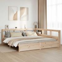 Bed met boekenkast zonder matras massief grenenhout 180x200 cm - thumbnail