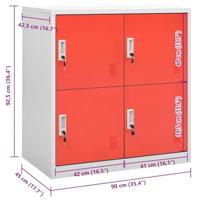 VidaXL Lockerkast 90x45x92,5 cm staal lichtgrijs en rood - thumbnail