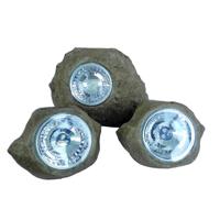 Set van 3 tuinstenen op zonne-energie om te installeren - LUMISKY - ROCKY BROWN - 14 en 9 cm - Markering - Witte LED - thumbnail