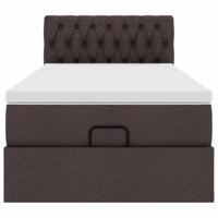 Ottoman bed met matras en LED's 140x200cm stof donkerbruin - thumbnail