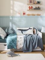 Deken van biologisch katoengaas. blauwgroen - thumbnail