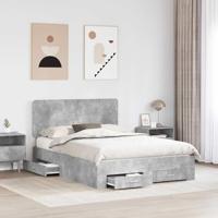 Bedframe met hoofdeinde Beton Grijs 140 x 200 cm Bewerkt hout - thumbnail