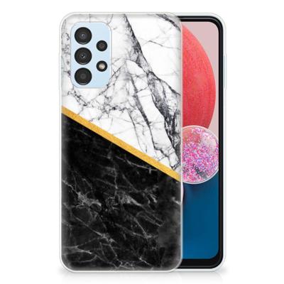 Samsung Galaxy A13 4G | TPU | Siliconen hoesje | Marmer Wit Zwart - Origineel Cadeau Man Samsung Galaxy A13 4G | TPU | Siliconen hoesje | Marmer Wit Zwart - Origineel Cadeau Man