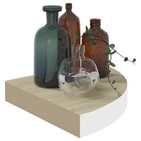 Hoekwandschappen 2 st 35x35x3,8 cm MDF eikenkleurig en wit - thumbnail