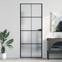 VidaXL Binnendeur smal 83x201,5 cm gehard glas en aluminium zwart - thumbnail