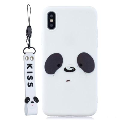 Vloeibare siliconen schokbestendige volledige dekking beschermende shell voor iPhone X/XS (Feather Panda)