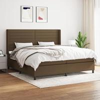 Boxspring met matras stof donkerbruin 200x200 cm - thumbnail