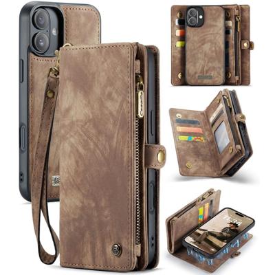 Caseme iPhone 16 Plus hoesje - Vintage 2 in 1 portemonnee - Bruin Caseme iPhone 16 Plus hoesje - Vintage 2 in 1 portemonnee - Bruin