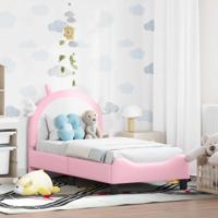 Peuterbedframe met hoofdbord met hoofdeinde Roze 70 x 140 cm PU - thumbnail