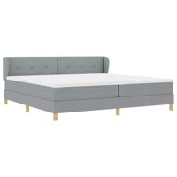 Boxspringbed met matras stof lichtgrijs 200x200 cm - thumbnail