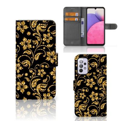 Samsung Galaxy A33 5G Hoesje Gouden Bloemen Samsung Galaxy A33 5G Hoesje Gouden Bloemen