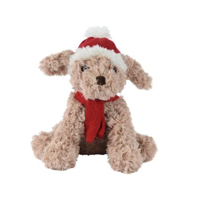 Kerstknuffel hond pluche 15x10x20cm