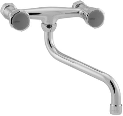 Venlo Nimbus II Messing Eco keukenkraan wandmodel met draaibare onderuitloop Chroom