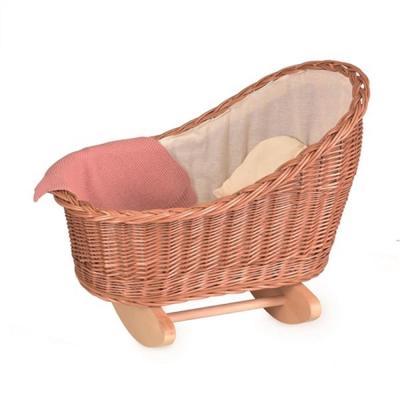 Rieten schommelwieg met gebreid dekentje - Emma Les petits
