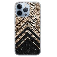 iPhone 13 Pro siliconen hoesje - Chevron luipaard - thumbnail