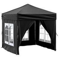 Partytent inklapbaar met zijwanden 2x2 m zwart - thumbnail