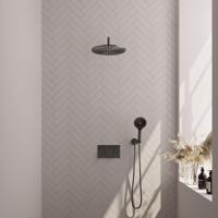 Brauer Gunmetal Edition Thermostatische Regendoucheset Inbouw - Hoofddouche 30 cm - Gebogen Wandarm - Met Drukknoppen - Handdouche 3 Standen - Doucheslang - Wandaansluitbocht - Gunmetal - thumbnail