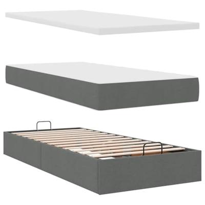 Ottoman bed met matrassen 200x200cm stof donkergrijs Ottoman bed met matrassen 200x200cm stof donkergrijs