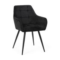 Eetkamerstoel velvet met armleuning - zwart - 87x56.5x43 cm - thumbnail