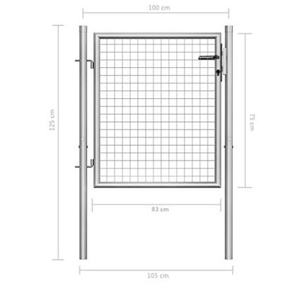 VidaXL Tuinpoort gegalvaniseerd staal 100x75 cm zilver
