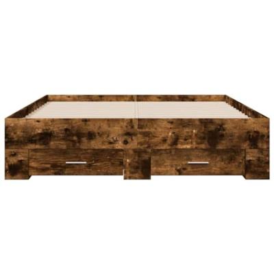 Bedframe met lades bewerkt hout gerookt eikenkleurig 140x190 cm