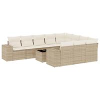 11-delige Tuinset met kussens poly rattan beige - thumbnail