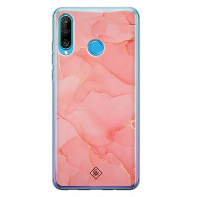 Huawei P30 Lite siliconen hoesje - Marmer roze
