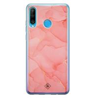 Huawei P30 Lite siliconen hoesje - Marmer roze - thumbnail