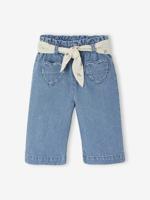 Wijde babyjeans met knoopriem stone - thumbnail