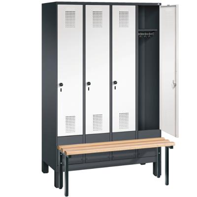 4-persoons kledinglocker met voorgebouwde zitbank (Evo)