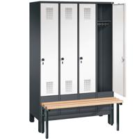 4-persoons kledinglocker met voorgebouwde zitbank (Evo) - thumbnail