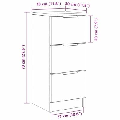 Dressoirs 2 pcs Zwart eiken 30 x 30 x 70 cm Bewerkt hout