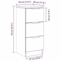 Dressoirs 2 pcs Zwart eiken 30 x 30 x 70 cm Bewerkt hout - thumbnail
