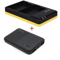 Powerpakket Deluxe: EN-EL15 duo oplader + 5000mAh Powerbank voor 2 Nikon accu's EN-EL15 - thumbnail