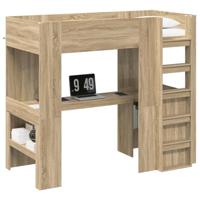 Loft Bedframe met Bureau Sonoma Eiken 90 x 200 cm Bewerkt hout - thumbnail