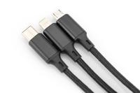 Digitus USB-laadkabel Apple Lightning stekker, USB-A stekker, USB-C stekker, USB-micro-B stekker 1.00 m Zwart Extreem robuust gevlochten bescherming, Flexibel, - thumbnail