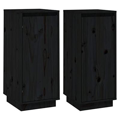 Dressoirs 2 st 31,5x34x75 cm massief grenenhout zwart