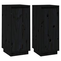 Dressoirs 2 st 31,5x34x75 cm massief grenenhout zwart - thumbnail