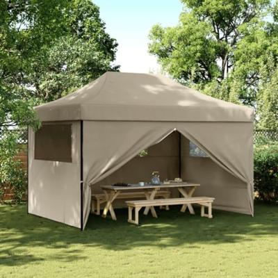 Partytent 2,8 x 4,1 meter inklapbaar pop-up met 4 zijwanden taupe Partytent 2,8 x 4,1 meter inklapbaar pop-up met 4 zijwanden taupe