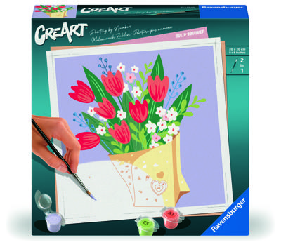 CreArt 20x20 cm Tulpenboeket, Creatieve Vrijetijdsbesteding, Volwassenen, Schilderen op Nummer, 25518, Ravensburger