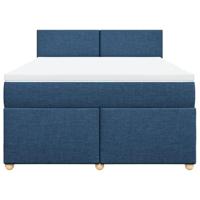 Boxspring met matras stof blauw 140x200 cm - thumbnail