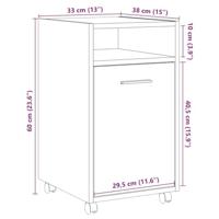 Kast met wielen 33x38x60 cm bewerkt hout artisanaal eikenkleur - thumbnail