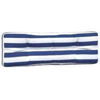 VidaXL Palletkussens 2 st stof gestreept wit en blauw - thumbnail