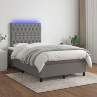 Boxspring met matras en LED stof donkergrijs 120x200 cm - thumbnail