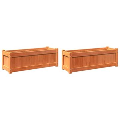 Plantenbakken 2 st cm massief grenenhout wasbruin