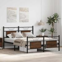 Bedframe zonder matras bewerkt hout bruin eikenkleur 137x190 cm - thumbnail